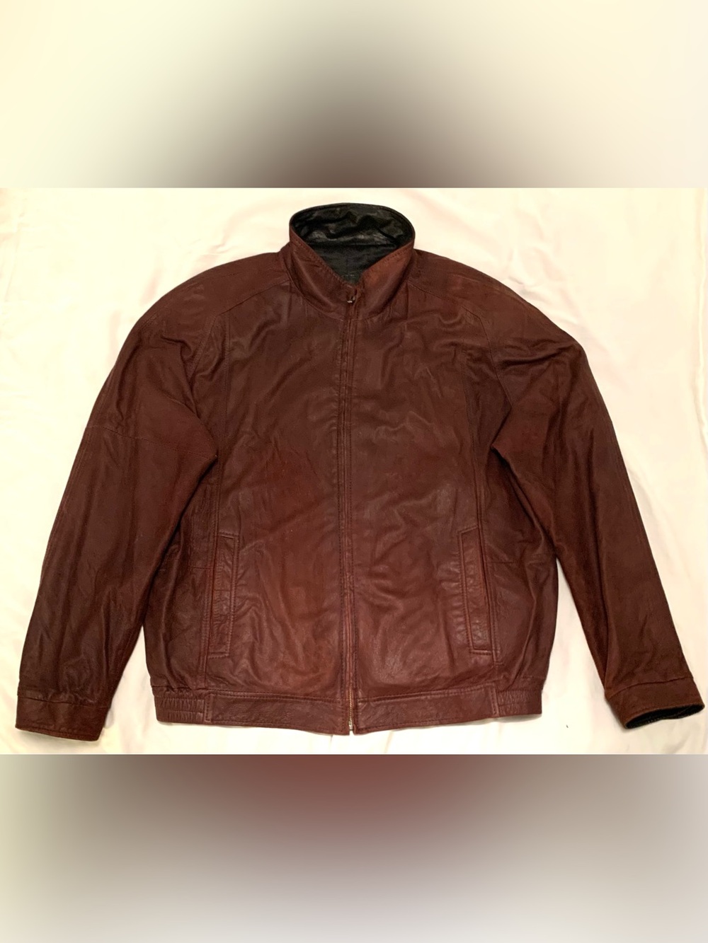 Vintage Remy Men's Red 100% Leather Zip-Front Jacket